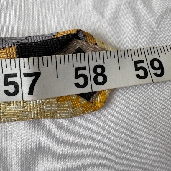 Giorgio Rossini Silk Tie Abstract Geometric Gold Black Gray Vintage 4" USA - Picture 5 of 5